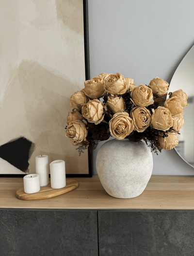 Faux Autumn Rose - Beige (3 Stems/21 Roses)