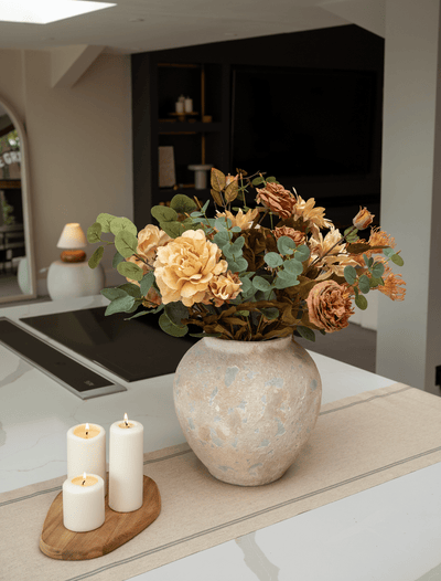 Faux herfst arrangement - groen en beige