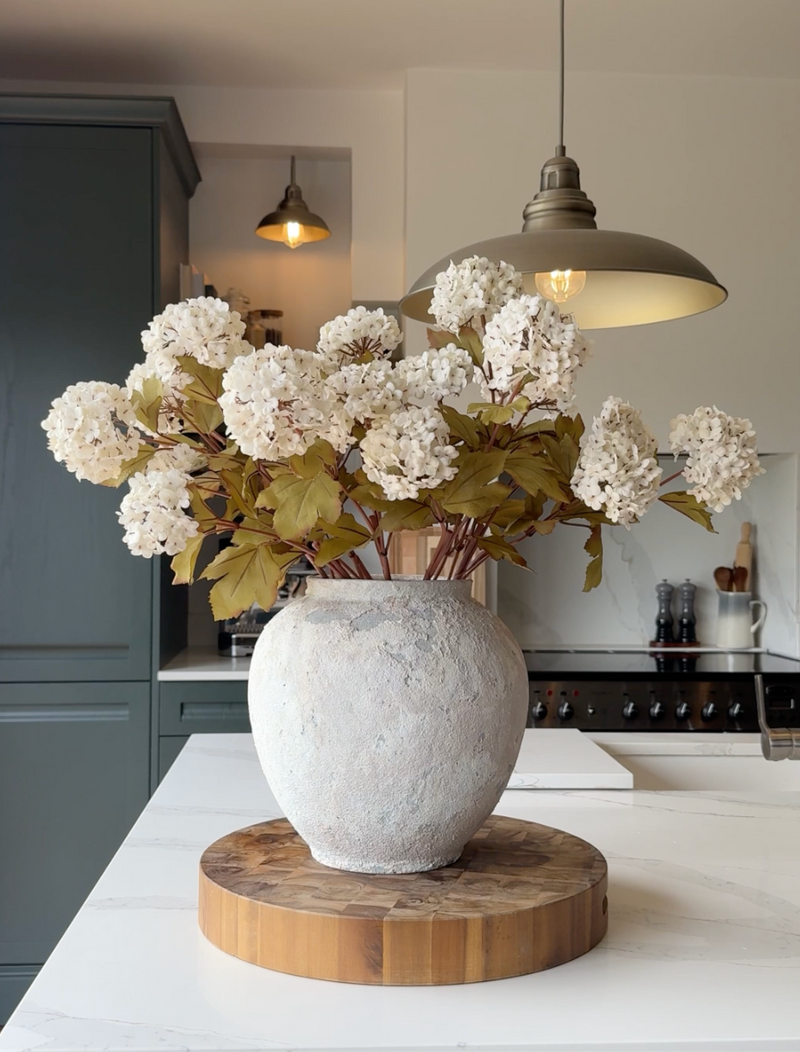 Faux Viburnum Bloem - Wit (7 stelen / 21 bloemhoofdjes)