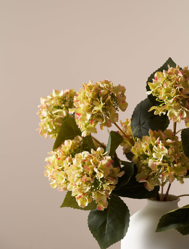 Faux mini hortensia boeket - Citrus Roos (3 stelen)