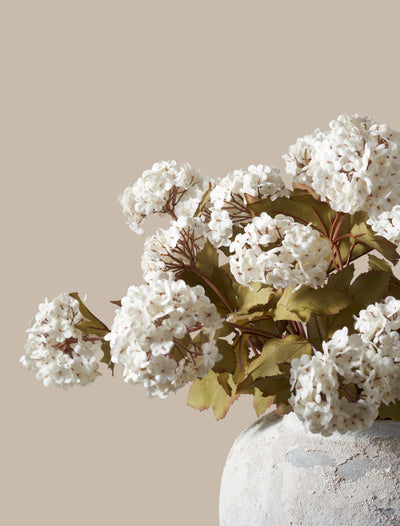 Faux Viburnum Bloem - Wit (7 stelen / 21 bloemhoofdjes)