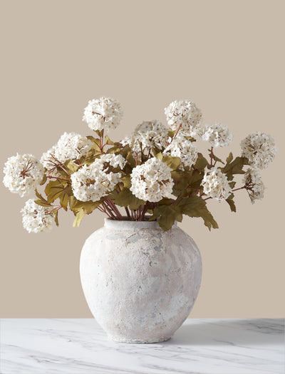 Faux Viburnum Bloem - Wit (7 stelen / 21 bloemhoofdjes)