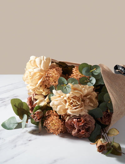 Faux herfst arrangement - groen en beige