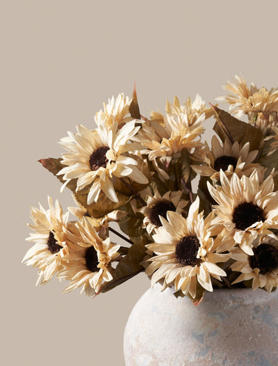 Faux herfst zonnebloem - Beige (3 stelen/21 zonnebloemen)