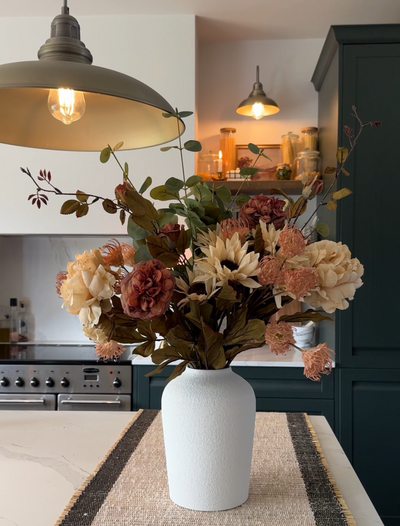 Faux herfst arrangement - groen en beige