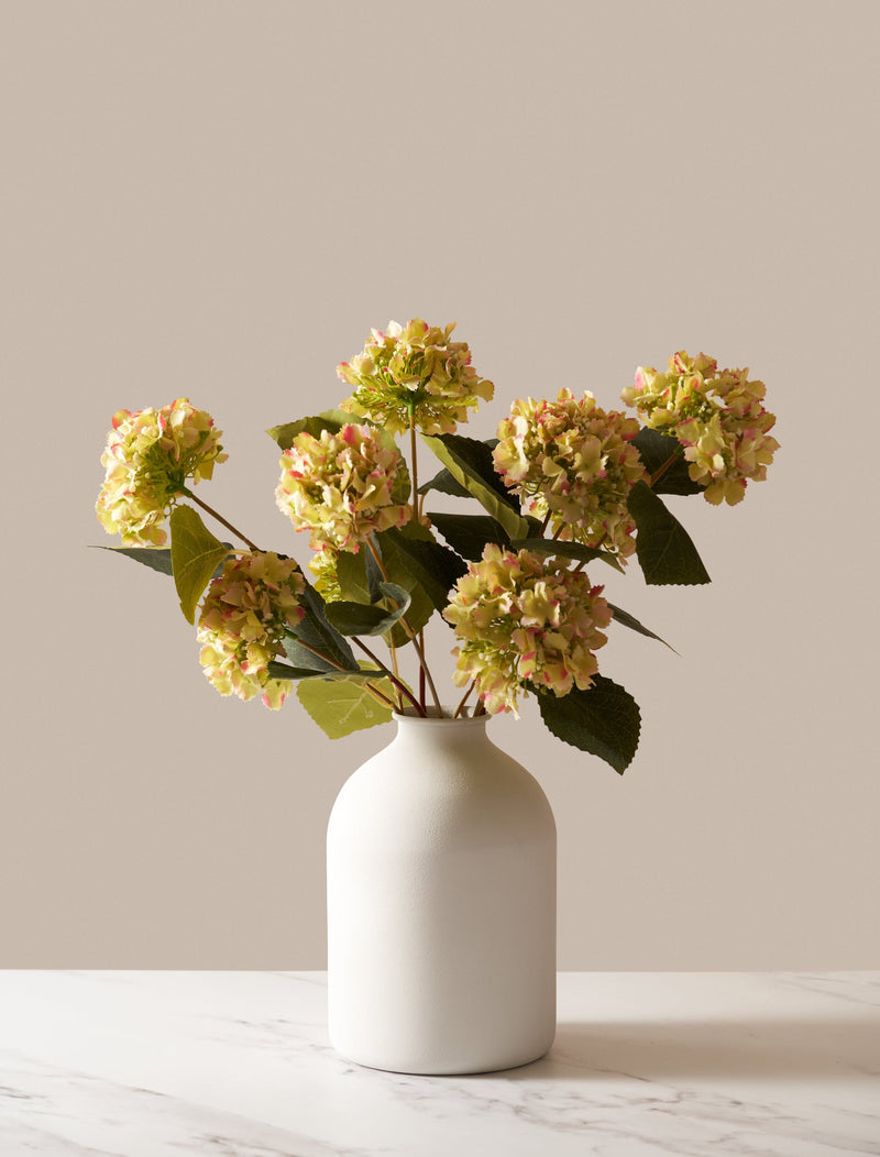 Faux mini hortensia boeket - Citrus Roos (3 stelen)